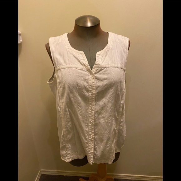 WHITE COTTON GINNY SLEEVELESS TOP - Picture 1 of 4